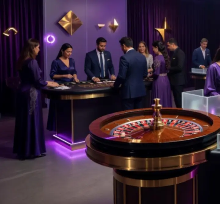 Rulett és blackjack asztal elegáns, hangulatos megvilágítással